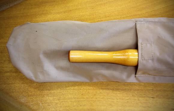 Canvas spar bag with an external oar pocket