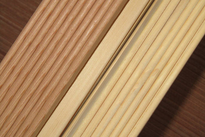 Cedar strips in a mixture of Western Red Cedar and Alaskan Yellow Cedar