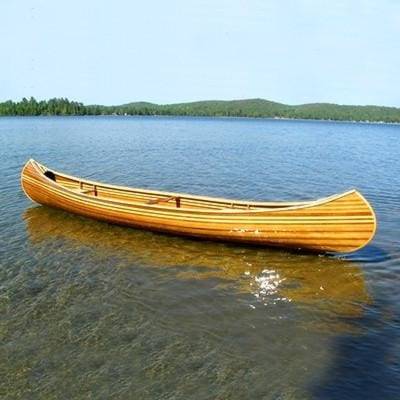 The Champlain 16 is a classic recreational canoe for light touring, built using modern wood-strip planking