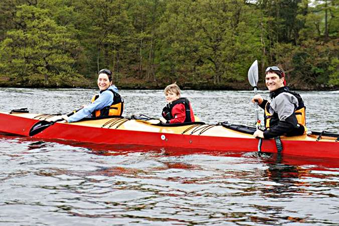 Family fun trip in a triple sea kayak