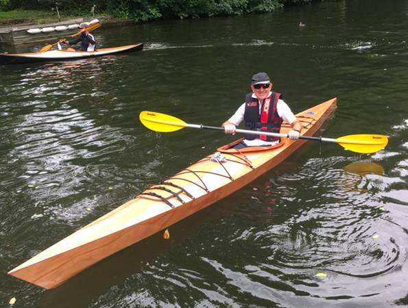 A Chesapeake 16LT wooden kayak built on a course at Fyne Boat Kits