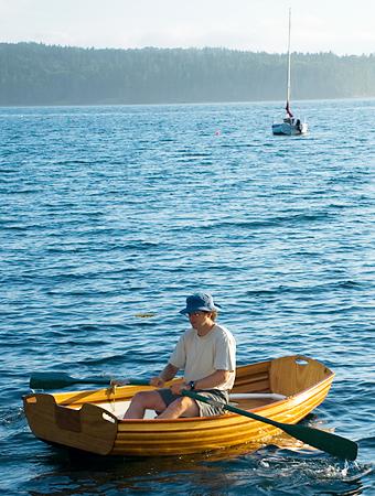 Coot is a cedar-strip rowing pram that makes a handy yacht tender