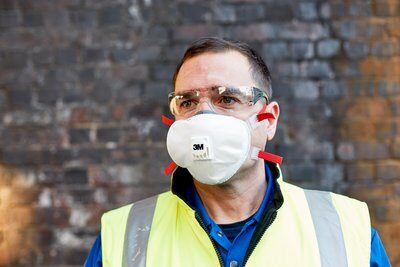 The 3M 8835+ respirator is designed to fit well with safety glasses and ear defenders