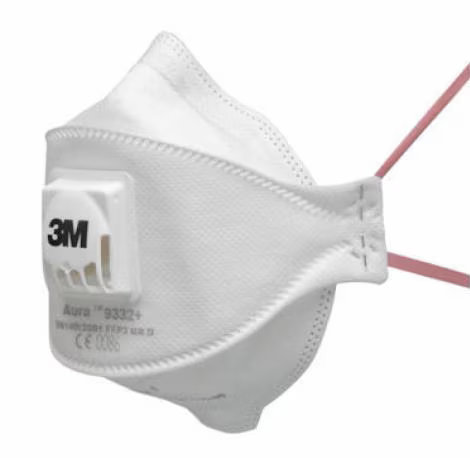 3M 9332+ protective FFP3 valved particulate masks that are comfortable to wear without excessive heat build-up