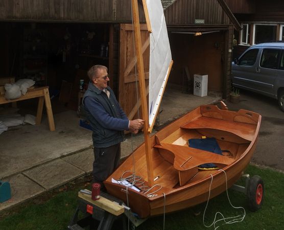 The Eastport Pram is a clinker-style wooden sailing and rowing dinghy