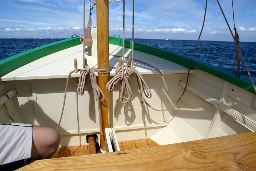 The Ebihen 16 Clinker is a traditional sailing boat built using the stitch-and-glue method