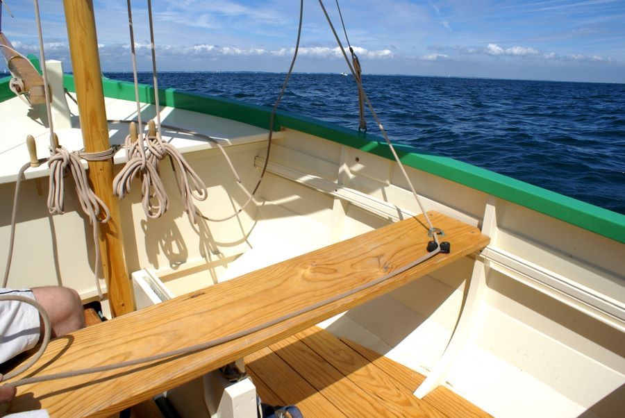 The Ebihen 16 Clinker is a traditional sailing boat built using the stitch-and-glue method