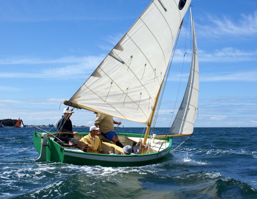 The Ebihen 16 Clinker is a traditional sailing boat built using the stitch-and-glue method