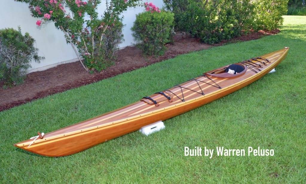 The Endeavour 17 is a sleek and comfortable wood-strip sea kayak