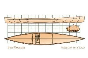 The Freedom Solo is an efficient solo canoe for experienced paddlers, built using wooden strips