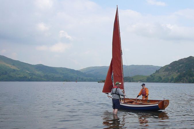 Lightweight clinker style Fyne Four sailing dinghy