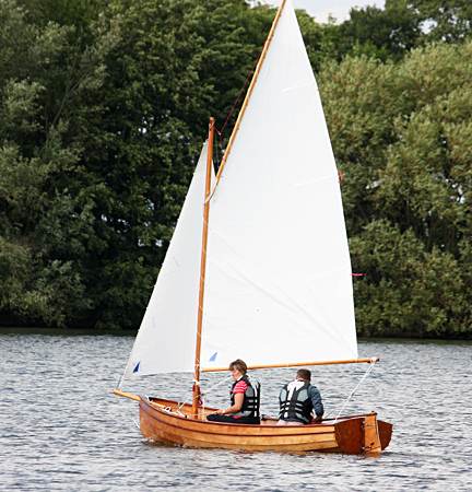 Lightweight clinker style Fyne Four sailing dinghy