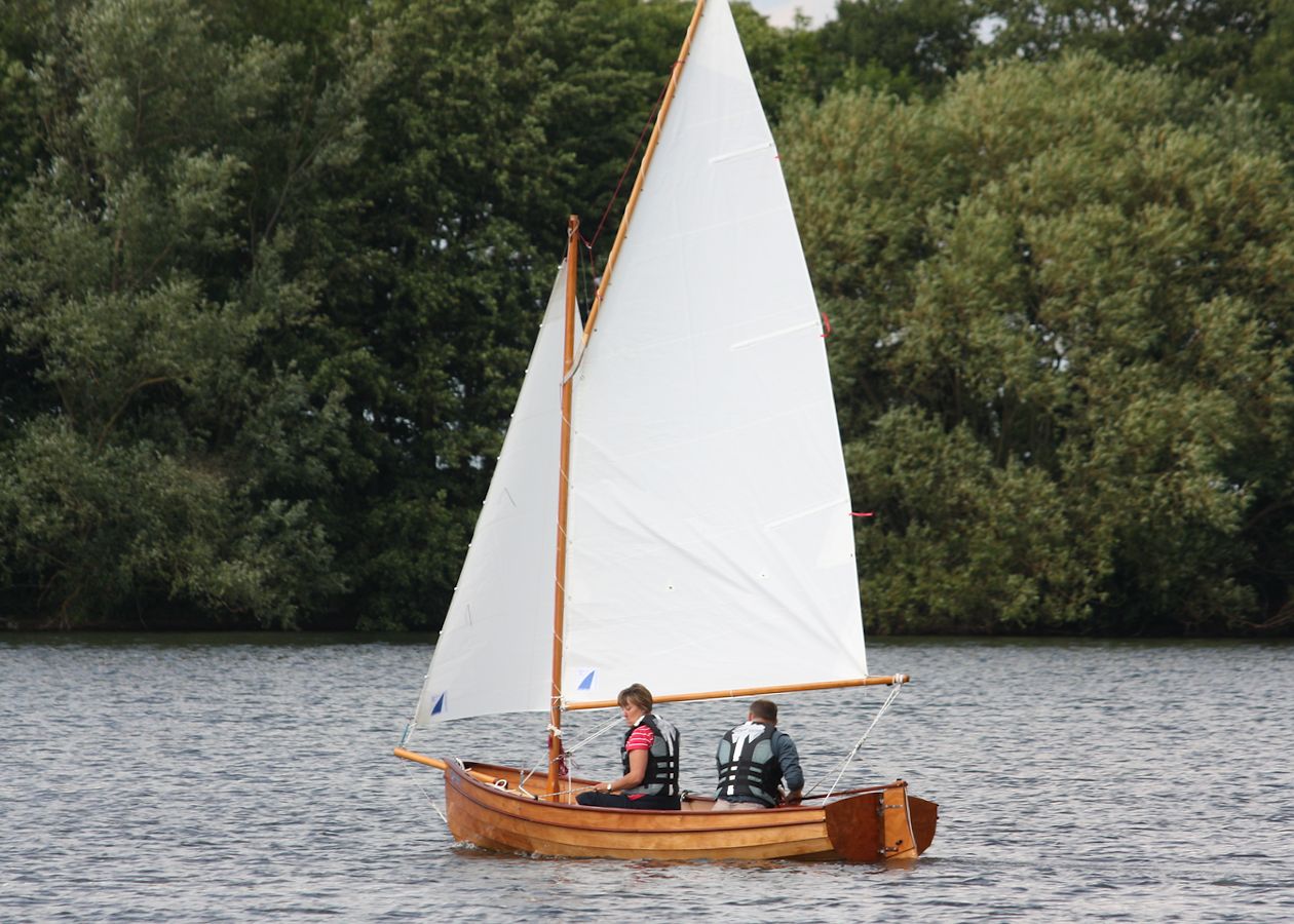 Lightweight clinker style Fyne Four sailing dinghy