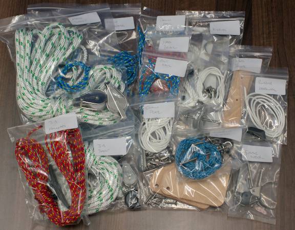 Sailing hardware and rigging package for a fynefour kit boat