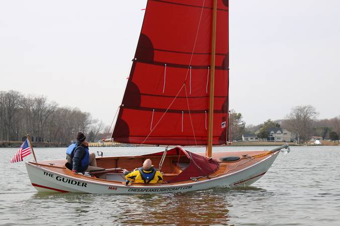 The Guider is a rugged, comfortable open boat for cruising under sail and oar