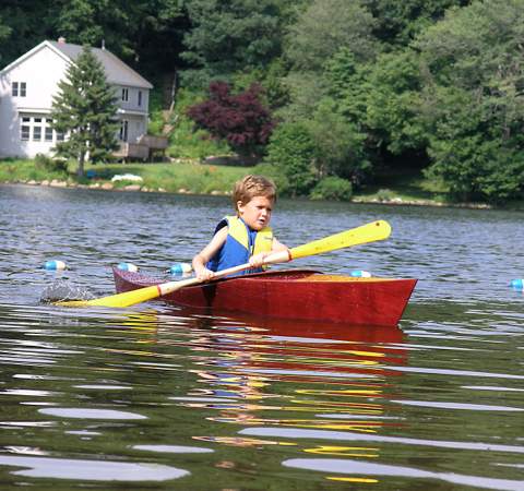 A simple and fun child's kayak that can be built over the course of a weekend or two