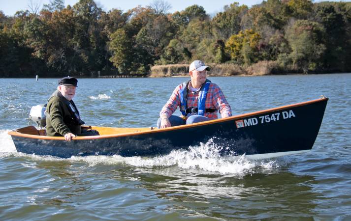 Motoring the Jimmy Skiff II wooden kit boat