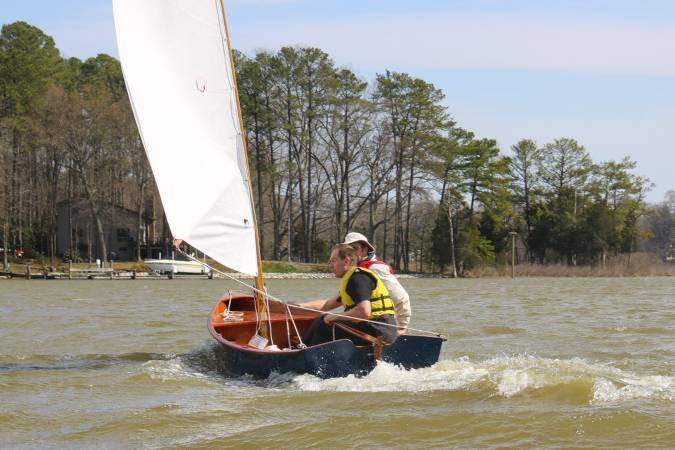 The Jimmy Skiff II is a fun and stable wooden sailing boat built from a plywood kit