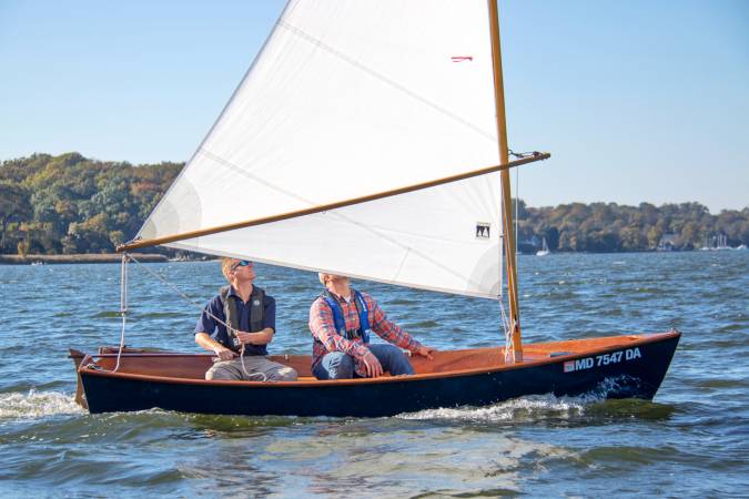 The Jimmy Skiff II is a fun and stable wooden sailing boat built from a plywood kit