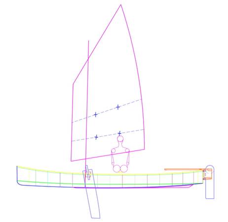 The lug rig for the Kombi sailing canoe