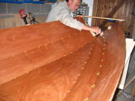 Building the Linnet rowing boat - Hull assembled with cable ties