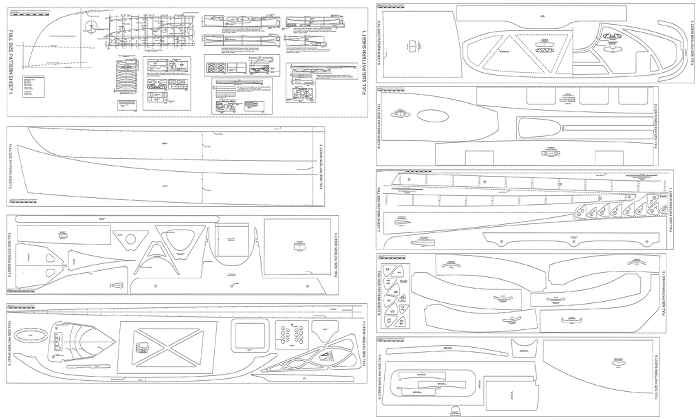 The Madness proa plans include full-size templates for nearly every part in the boat