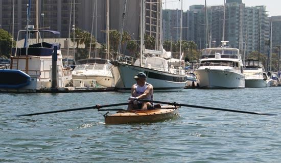 Mill Creek canoe being rowed with a sliding seat unit