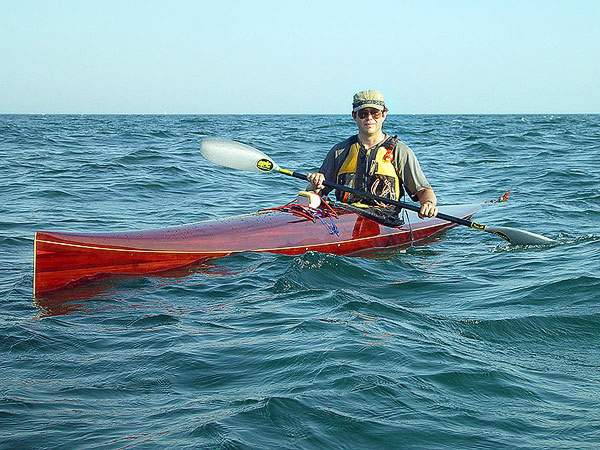 Mystery Bootlegger mahogany-strip racing sea kayak