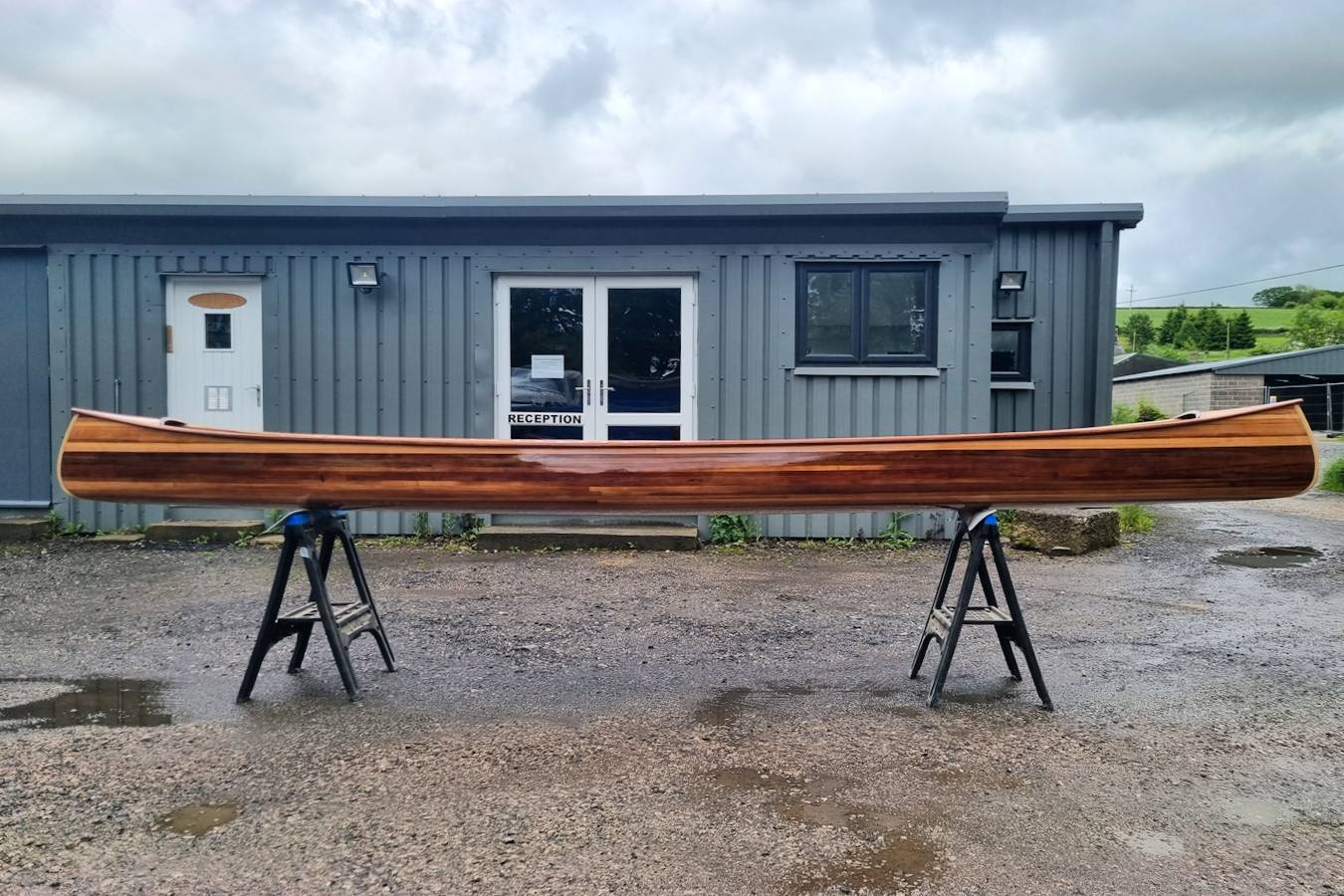 Mystic River canoe built with red cedar strips