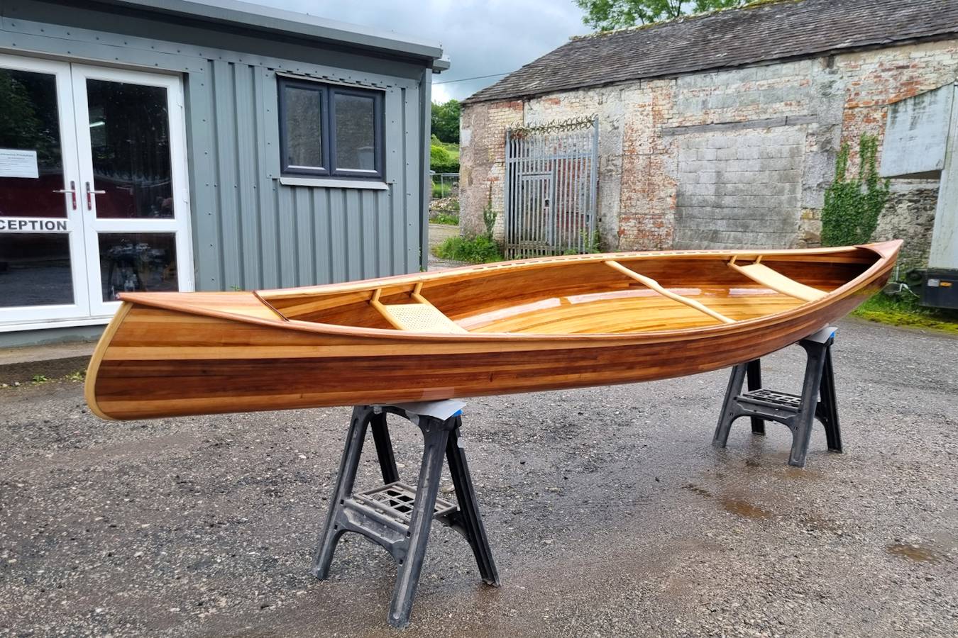 Mystic River canoe built with red cedar strips