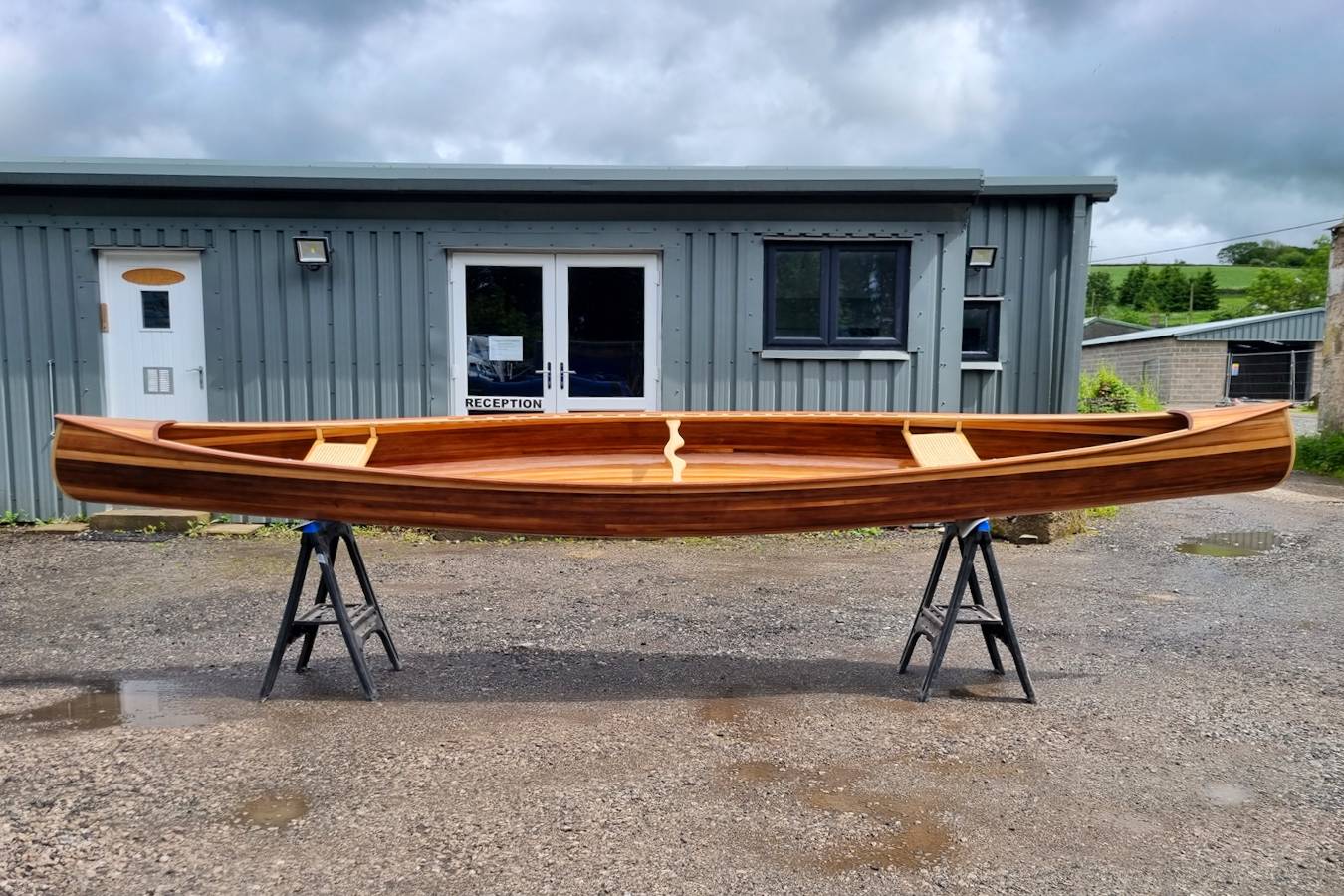 Mystic River canoe built with red cedar strips