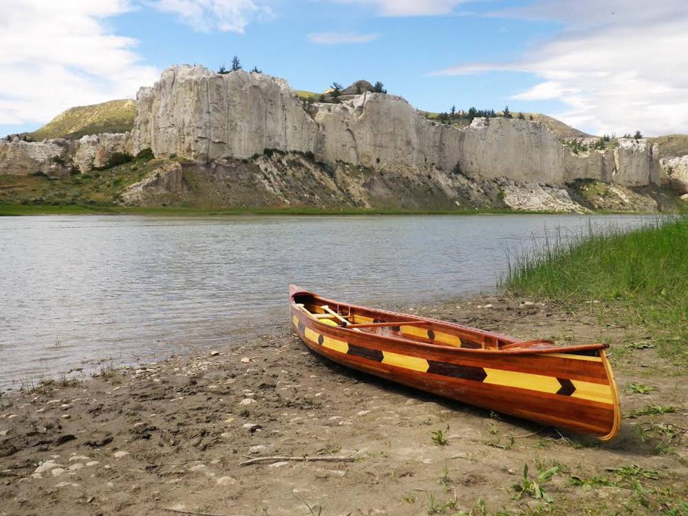 The wood-strip planked Mystic River tandem canoe