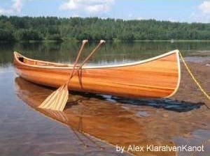 The Nomad 17 is a wood-strip canoe with traditional looks but easier to paddle