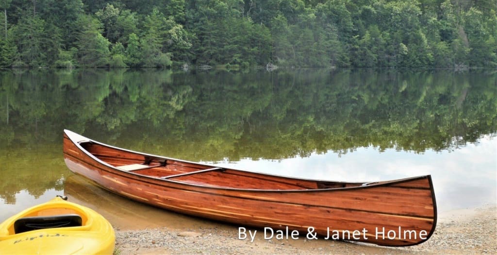 The Nomad 17 is a wood-strip canoe with traditional looks but easier to paddle