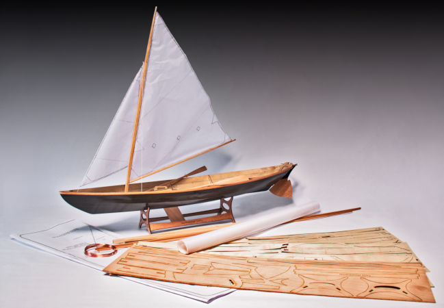 Kit contents for the scale model of the Northeaster Dory