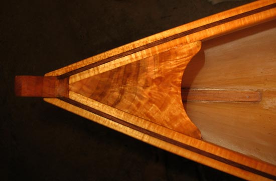 Lightweight Nymph canoe assembled from strips of Cedar