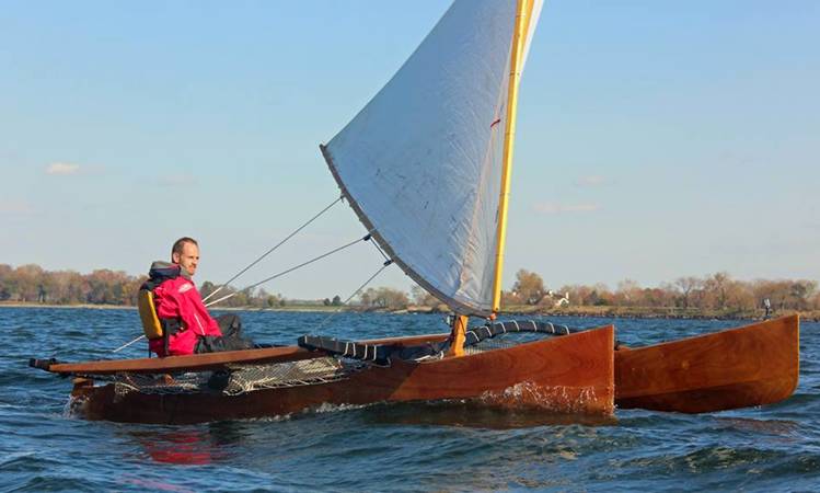 The Outrigger Junior is a fast sailing canoe with a huge lateen sail