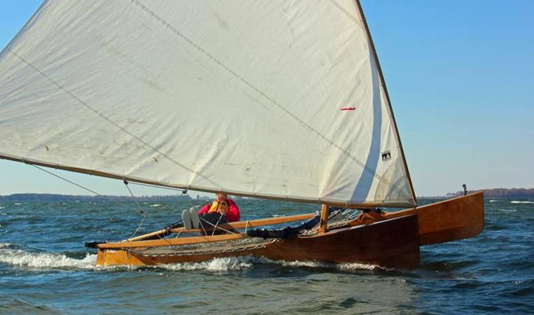 The Outrigger Junior is a fast sailing canoe with a huge lateen sail