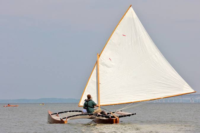 The Outrigger Junior is a fast sailing canoe with a huge lateen sail