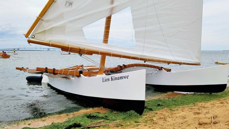 The Outrigger Junior is a fast sailing canoe with a huge lateen sail