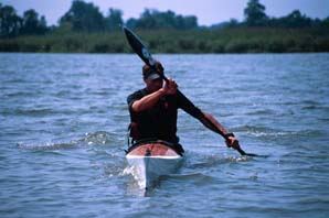 Paddling very fast in a racing kayak made at home