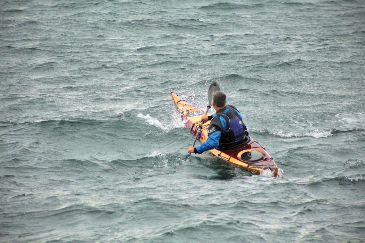 The Petrel Play SG wooden sea kayak for rough water and surfing