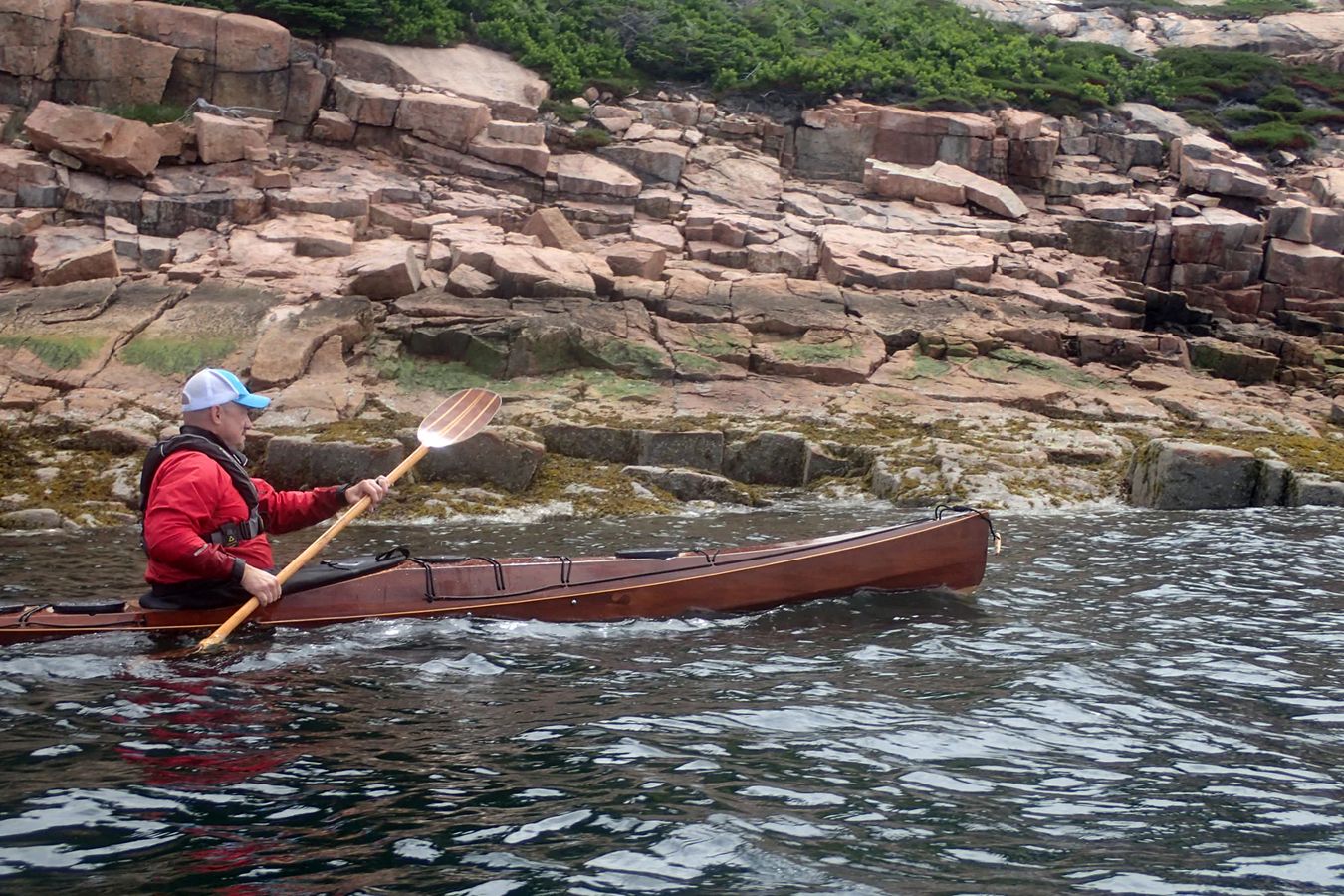 The Petrel Sport SG is a wooden sea kayak for rough water and expeditions