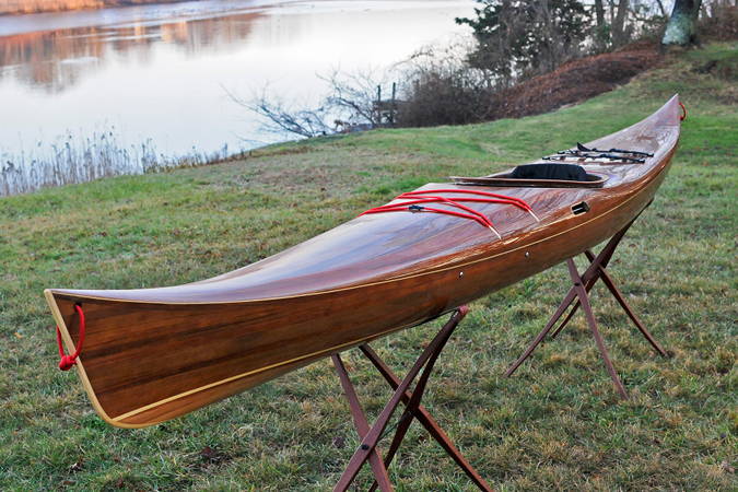 The Petrel Play cedar-strip wooden sea kayak
