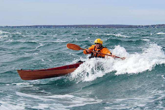 The Petrel Play wooden sea kayak