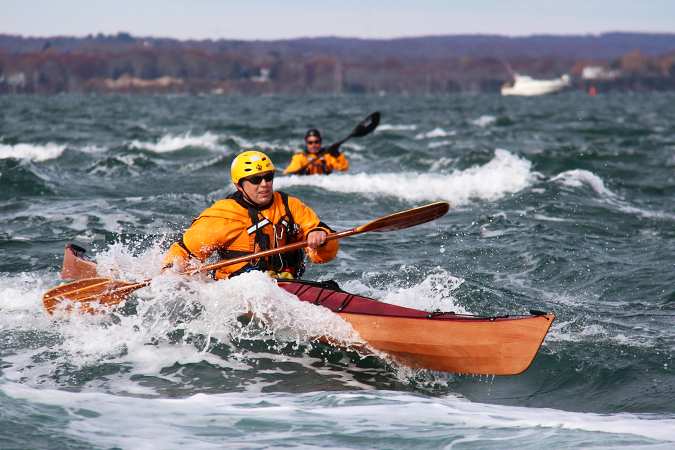 The Petrel Play wooden sea kayak