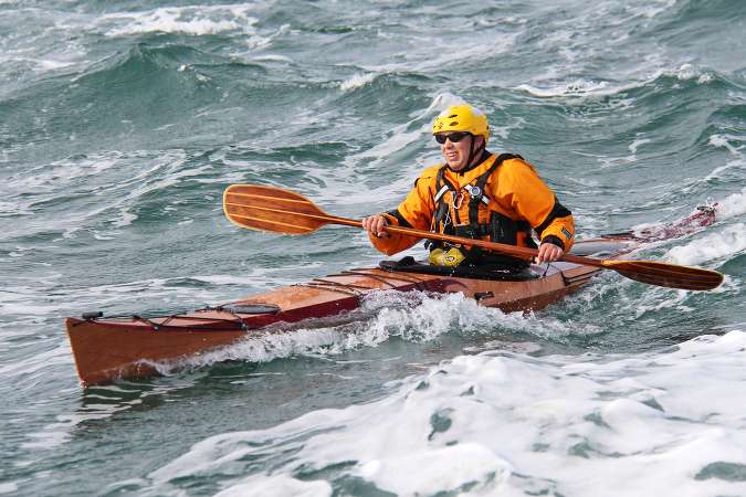 The Petrel Play wooden sea kayak