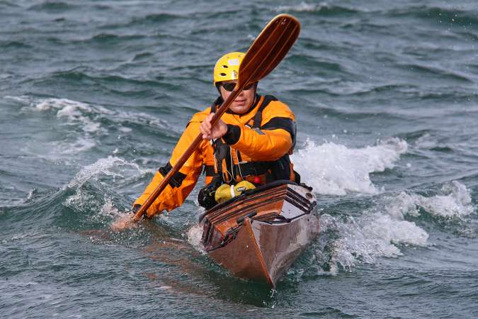 The Petrel Play wooden sea kayak