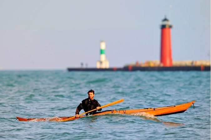 Petrel wooden stitch and glue sea kayak