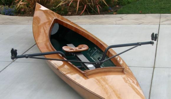 A sliding seat rowing unit in a Mill Creek canoe